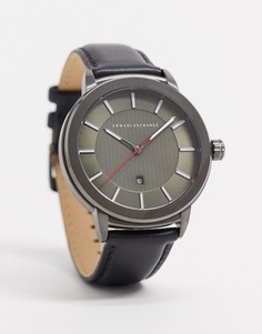 Часы с черным кожаным ремешком Armani Exchange Maddox AX1473-Черный