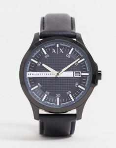 Черные часы с кожаным ремешком Armani Exchange Hampton AX2411-Черный