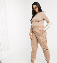 Светло-коричневый кроп-топ с длинными рукавами Puma Plus эксклюзивно для ASOS
