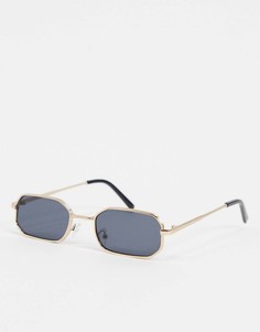 Золотистые солнцезащитные очки в прямоугольной оправе New Look-Золотой
