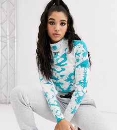Зеленый кроп-топ с длинными рукавами и принтом тай-дай Reebok эксклюзивно для ASOS