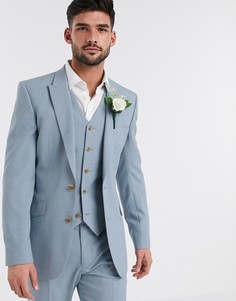 Голубой приталенный пиджак ASOS DESIGN wedding-Синий