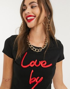 Приталенная футболка с логотипом Love Moschino love by-Черный