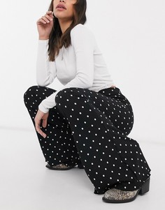 Черные расклешенные брюки в рубчик Bershka-Черный