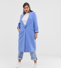 Пальто с удлиненным воротником ASOS DESIGN Curve-Светло-бежевый