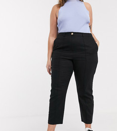 Брюки-сигареты с добавлением льна ASOS DESIGN Curve-Черный