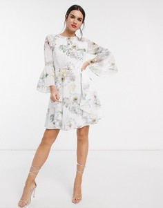 Платье мини цвета слоновой кости с узором Ted Baker-Розовый