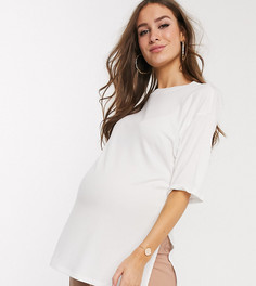 Белая свободная длинная футболка в рубчик ASOS DESIGN Maternity-Белый