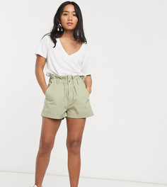 Светло-бежевые повседневные шорты с присборенной талией ASOS DESIGN Petite-Светло-бежевый