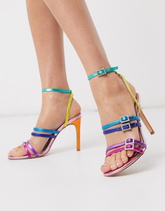 Разноцветные кожаные босоножки на каблуке Kurt Geiger London-Мульти
