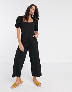 Фактурный комбинезон со шнуровкой на спине ASOS DESIGN-Черный