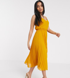 Желтое платье миди на бретелях со шнурком ASOS DESIGN Petite-Желтый