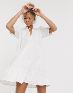 Белое свободное платье мини из хлопка ASOS DESIGN-Белый