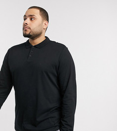 Черное трикотажное поло с длинными рукавами ASOS DESIGN Plus-Черный