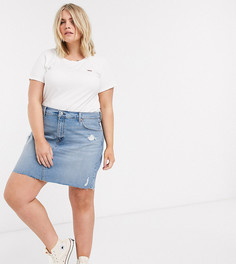 Голубая джинсовая юбка деконструированного кроя Levis Plus-Синий