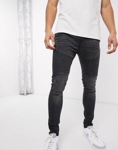 Черные выбеленные супероблегающие джинсы Voi Jeans-Черный