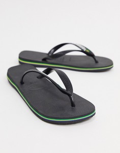 Черные шлепанцы с логотипом Havianas-Черный Havaianas