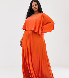 Плиссированное платье макси на одно плечо с кроп-топом ASOS DESIGN Curve-Оранжевый