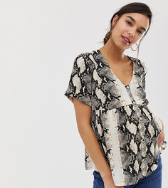 Топ на пуговицах из жатой ткани с принтом под кожу змеи ASOS DESIGN Maternity-Мульти