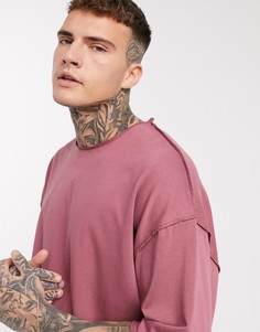 Розовая oversized-футболка с декоративными швами ASOS DESIGN-Фиолетовый