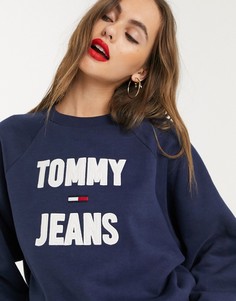 Темно-синий свитшот с рукавами реглан и логотипом Tommy Jeans
