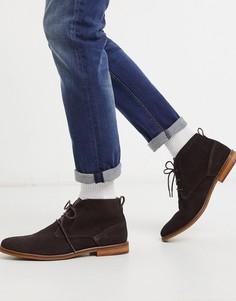 Коричневые замшевые ботинки чукка Burton Menswear-Коричневый