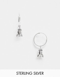 Серебряные серьги-кольца с подвеской-ракетой ASOS DESIGN-Серебряный