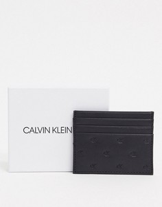 Черная кожаная кредитница с тисненым логотипом Calvin Klein Jeans-Черный