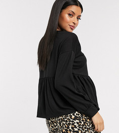 Черная футболка с длинными рукавами и баской New Look Maternity-Кремовый