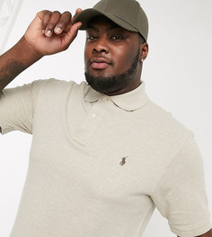 Бежевое поло классического кроя из ткани пике с логотипом Polo Ralph Lauren Big & Tall-Бежевый