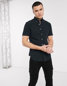 Черная приталенная оксфордская рубашка с короткими рукавами и логотипом Polo Ralph Lauren-Черный