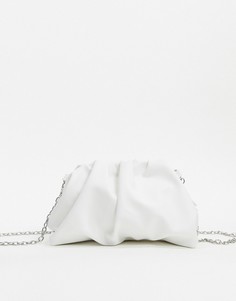 Небольшая белая сумка со сборками Bershka-Белый