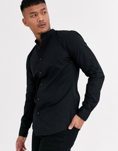 Черная хлопковая рубашка с воротником на пуговице Only & Sons-Черный