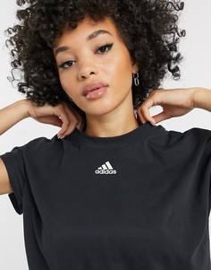 Черная свободная футболка adidas-Черный