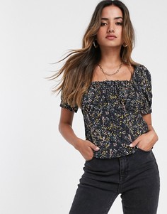 Блузка с квадратным вырезом и цветочным принтом Vero Moda-Мульти