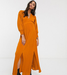 Оранжевое платье макси в рубчик ASOS DESIGN Maternity-Мульти