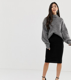 Черная трикотажная юбка-карандаш миди ASOS DESIGN Petite-Черный