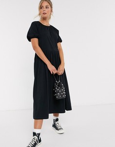 Черное свободное платье миди ASOS DESIGN-Черный
