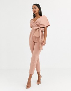 Комбинезон с открытыми плечами ASOS DESIGN-Розовый