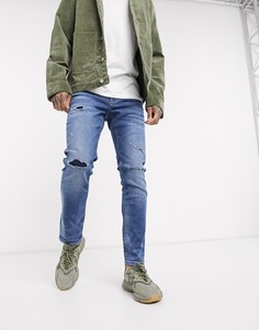 Синие джинсы скинни со рваной отделкой River Island-Синий