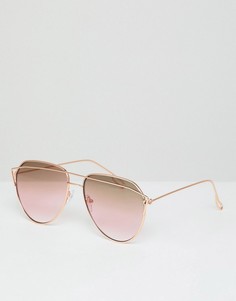 Розовые солнцезащитные очки-авиаторы в золотистой оправе AJ Morgan-Золотой