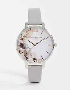 Часы с кожаным ремешком Olivia Burton OB16PP32 Watercolour Florals-Серый