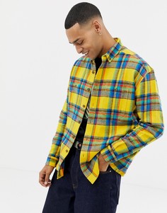 Желтая oversize-рубашка в клетку с двумя карманами ASOS DESIGN-Желтый