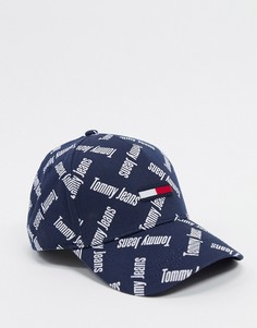 Синяя кепка со сплошным принтом логотипа Tommy Jeans-Синий