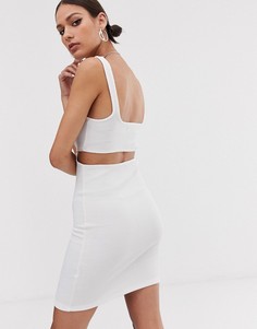 Белое облегающее платье с кольцом Bershka-Белый