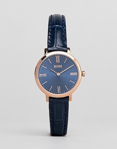Темно-синие часы с золотисто-розовым корпусом Hugo Boss 1502392 Jillian-Темно-синий