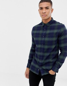 Зеленая рубашка в клетку Burton Menswear-Черный