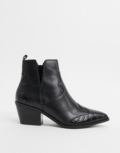 Черные сапоги в ковбойском стиле из комбинированной кожи ALDO-Черный