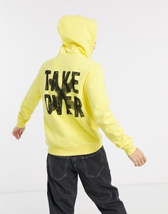 Худи с принтом в стиле граффити на спине ASOS DESIGN-Желтый