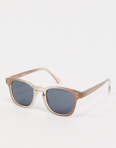 Бежевые солнцезащитные очки в стиле ретро с темно-синими стеклами ASOS DESIGN-Коричневый